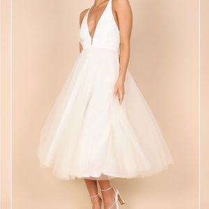 Tulle Midi Dress | Cream | Size M | Petal & Pup